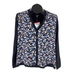 Anne Klein Mayfair Cardigan Sweater Women's XS V-neck Long Sleeve Floral NWT